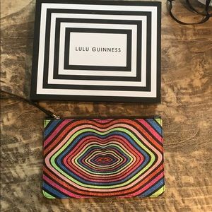 Rainbow glitter 3D lips Lulu Guinness wrist bag